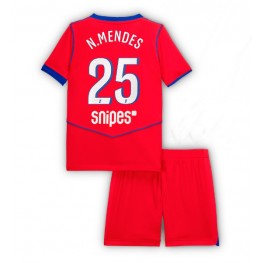 Paris Saint-Germain Nuno Mendes #25 Derde tenue Kids 2025-26 Korte Mouw (+ Korte broeken)